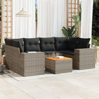 7-delige Loungeset met kussens poly rattan grijs Grijs