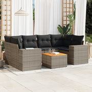 Loungeset 7-delig poly rattan grijs