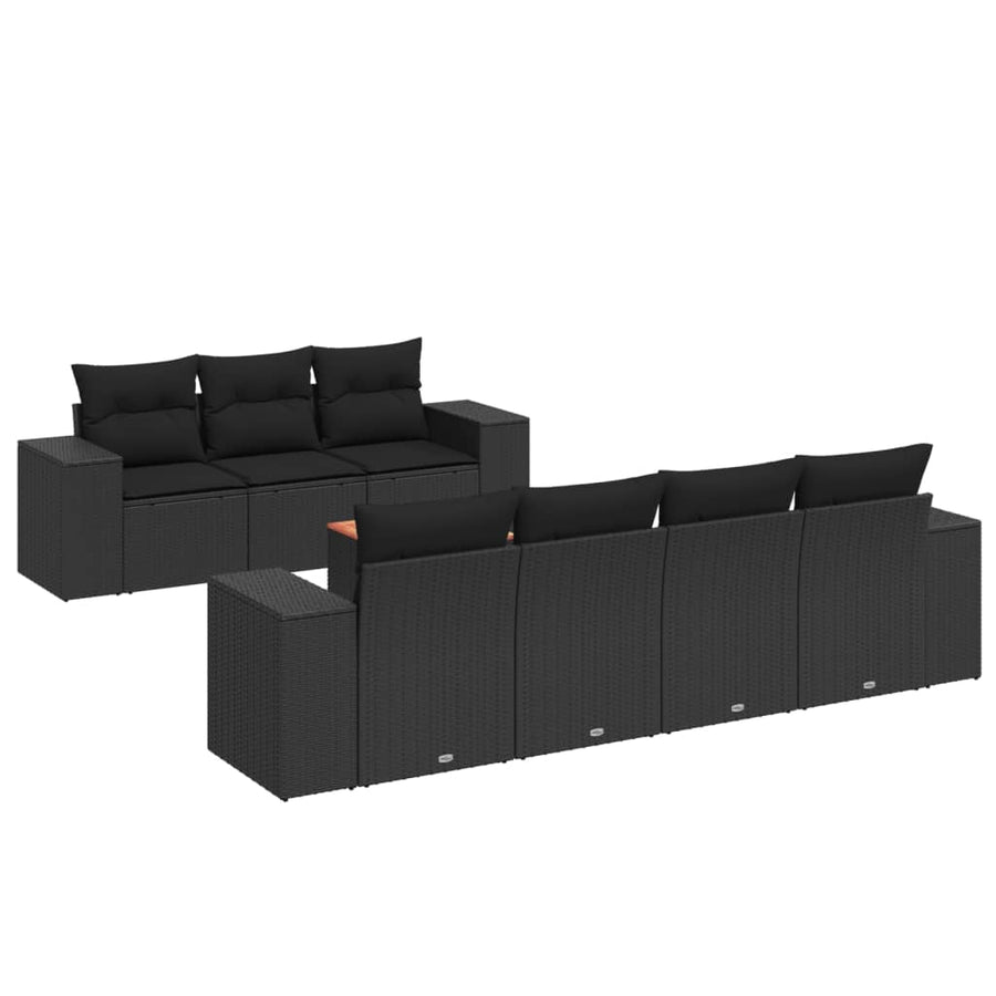 8-Delige Loungeset Met Kussens Poly Rattan Zwart
