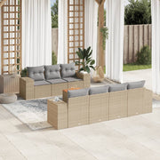 Loungeset 8-delig poly rattan beige met opbergruimte