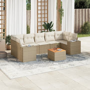Loungeset 8-delig poly rattan beige acaciahout