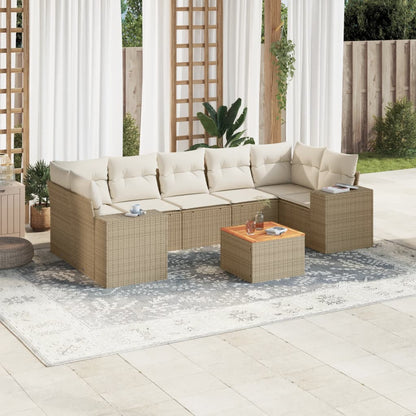 8-Delige Loungeset Met Kussens Poly Rattan Beige