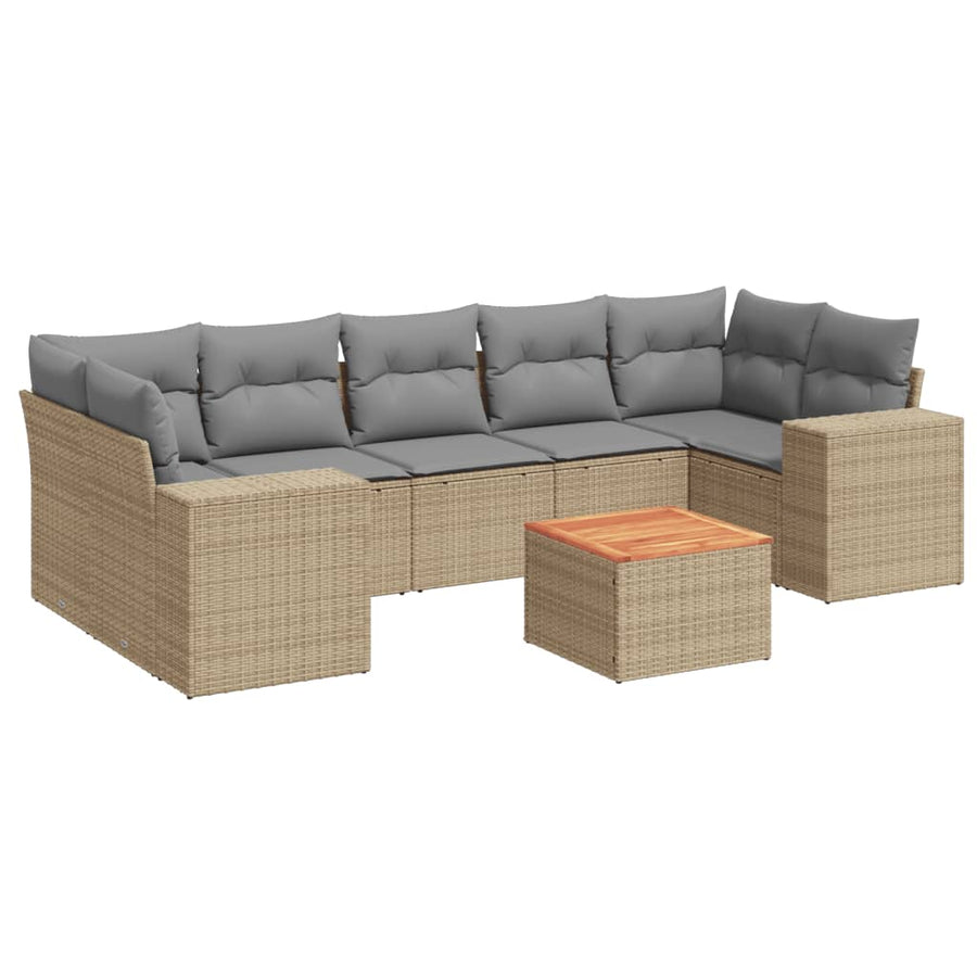 8-Delige Loungeset Met Kussens Poly Rattan
