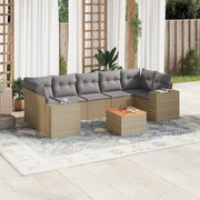 Loungeset 8-delig poly rattan beige