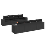 Loungeset 9-delig poly rattan zwart