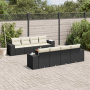Loungeset poly rattan 9-delig zwart