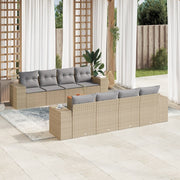 Loungeset 9-delig poly rattan beige