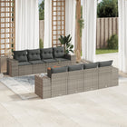 9-Delige Loungeset Met Kussens Poly Rattan Grijs