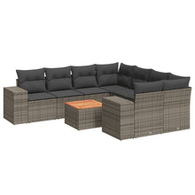 9-Delige Loungeset Met Kussens Poly Rattan Grijs