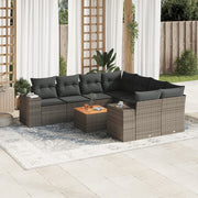Loungeset 9-delig poly rattan grijs