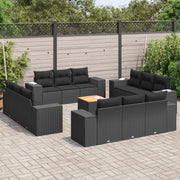 Loungeset 13-delig poly rattan zwart