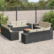 Loungeset poly rattan 13-delig zwart