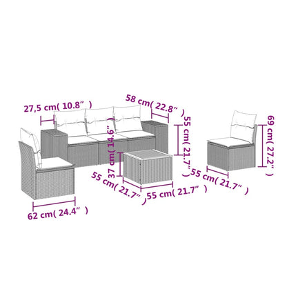 6-Delige Loungeset Met Kussens Poly Rattan Zwart