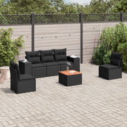 Loungeset 6-delig poly rattan zwart