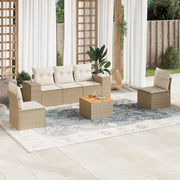 Loungeset poly rattan 6-delig beige met kussens