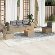 Loungeset 6-delig poly rattan beige