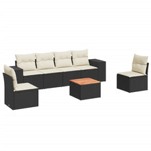 7-Delige Loungeset Met Kussens Poly Rattan Zwart
