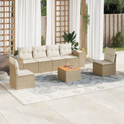 Loungeset 7-delig poly rattan beige