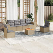 Loungeset 7-delig poly rattan beige