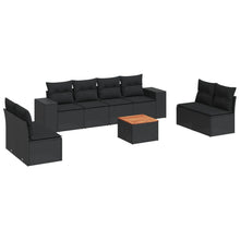 9-Delige Loungeset Met Kussens Poly Rattan Zwart