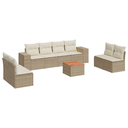 9-Delige Loungeset Met Kussens Poly Rattan Beige