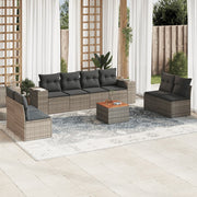 Loungeset 9-delig poly rattan grijs