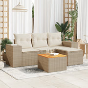 Loungeset 5-delig poly rattan beige