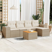 Loungeset 6-delig poly rattan beige