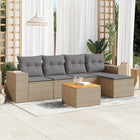 6-delige Loungeset met kussens poly rattan beige Beige en grijs