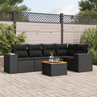 6-piece Lounge Set with cushions poly rattan black