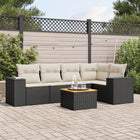 6-piece Lounge Set with cushions poly rattan black