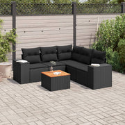 Loungeset 6-delig poly rattan zwart