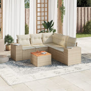Loungeset 6-delig poly rattan beige