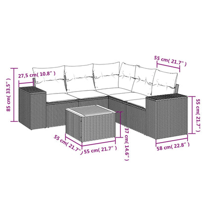 6-Delige Loungeset Met Kussens Poly Rattan Beige