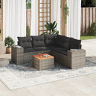 6-piece Lounge Set with Cushions Poly Rattan Grey