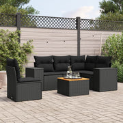 Loungeset 6-delig poly rattan zwart