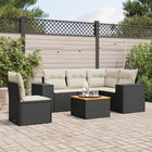 6-piece Lounge Set with cushions poly rattan black