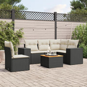 Loungeset 6-delig poly rattan zwart