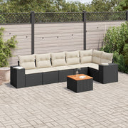 Loungeset 7-delig poly rattan zwart