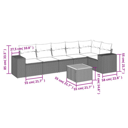 7-Delige Loungeset Met Kussens Poly Rattan Beige