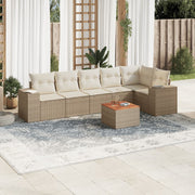 Loungeset 7-delig poly rattan beige