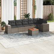 Loungeset 7-delig poly rattan grijs