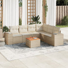 7-Delige Loungeset Met Kussens Poly Rattan Beige