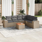 7-Delige Loungeset Met Kussens Poly Rattan Beige