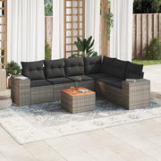 Loungeset 7-delig poly rattan grijs