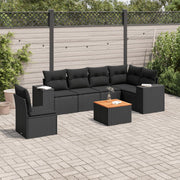 Loungeset 7-delig poly rattan zwart
