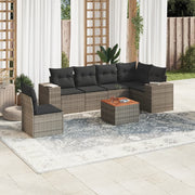 Loungeset 7-delig poly rattan grijs