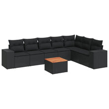 8-Delige Loungeset Met Kussens Poly Rattan Zwart
