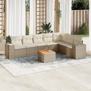 Loungeset 8-delig poly rattan beige