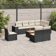 Loungeset 9-delig poly rattan zwart